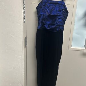 Elegant Strapless Prom Dress in Royal Blue and Black